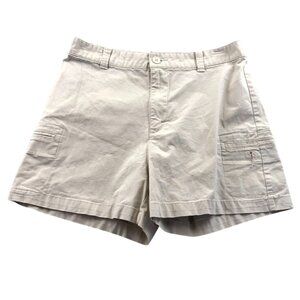Lee Womens Cargo Shorts 10M Tan Flat Front Khakis Stretch Casual Summer Classic